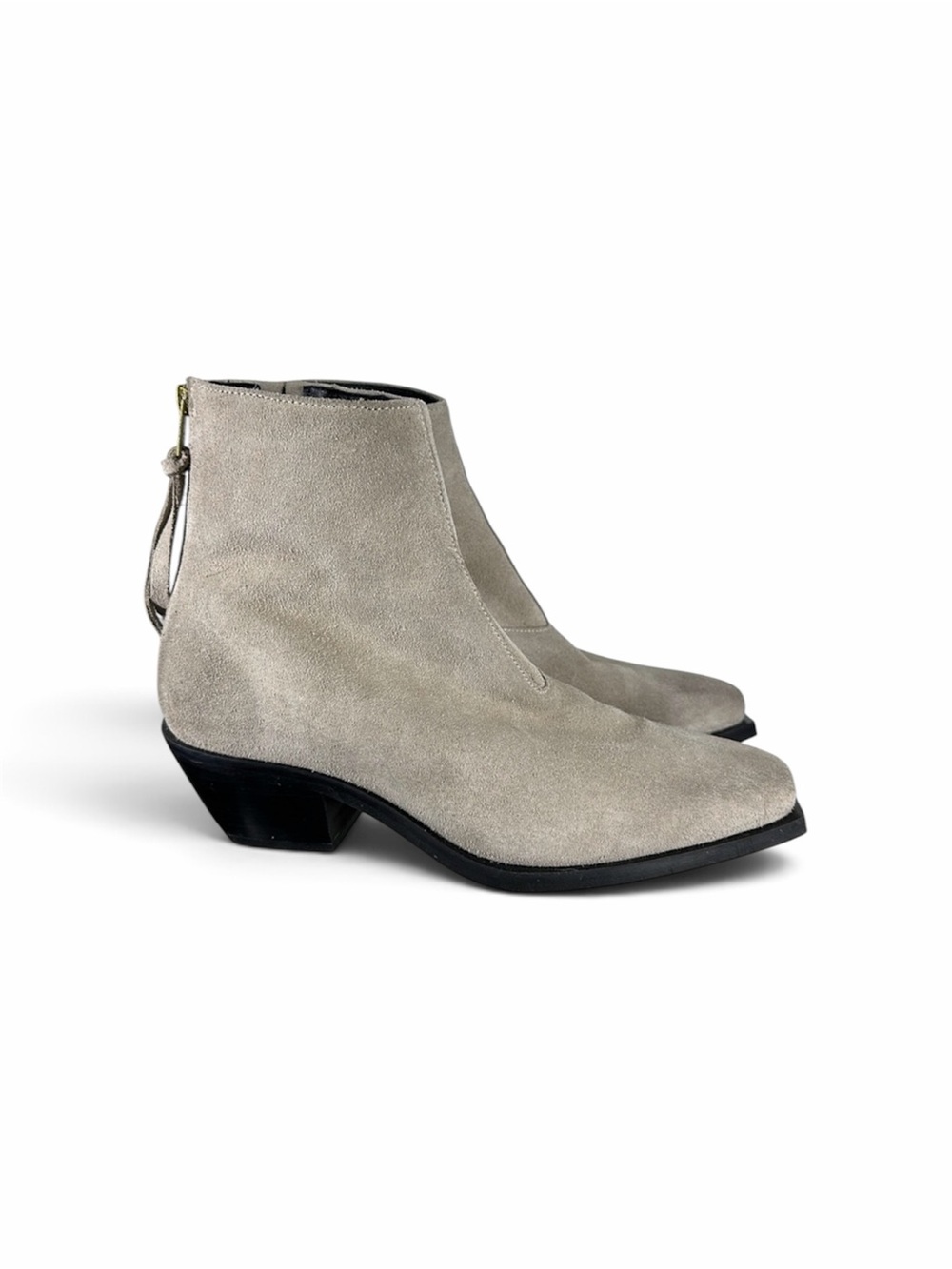 Allsaints Lenora Booties Ankle Boots Back Zipper Stone Suede Shoes 38